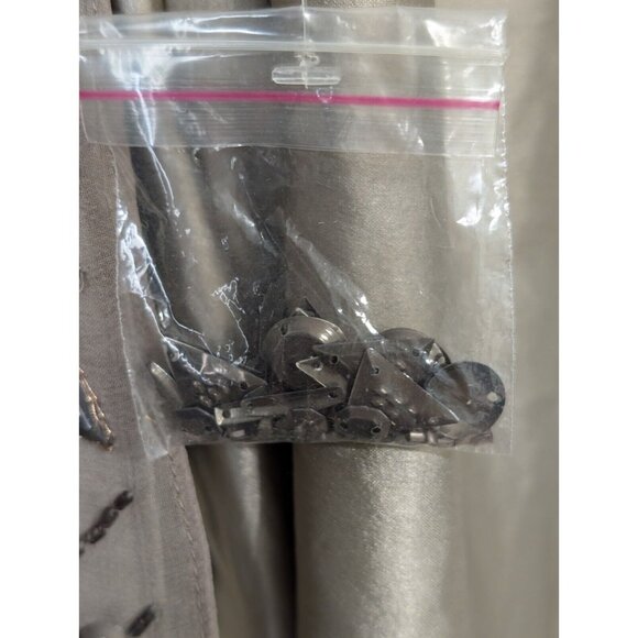 Parker 100% Silk Fully Beaded Allegra Mini Dress Taupe Size M Fairy Goth Grunge - Picture 15 of 16